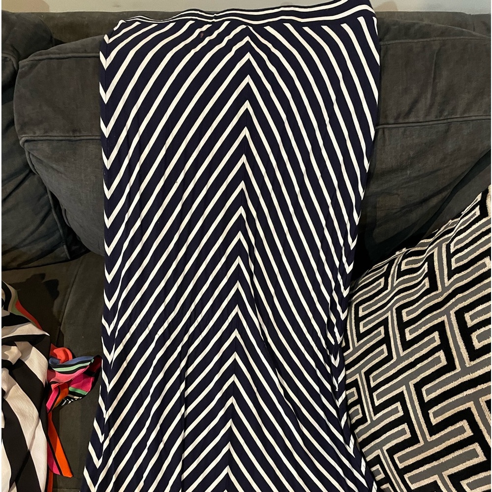 Navy and white Aline skirt with split
